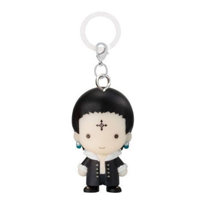 Keychain with a character in black and white attire on a white background