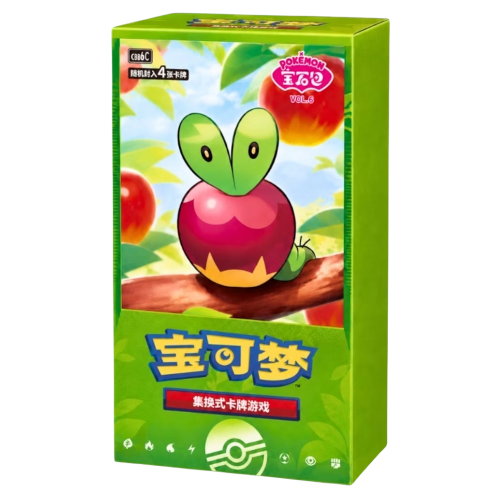 Pokemon TCG Simplified Chinese Gem Pack Vol. 6 booster box -- 18 packs 4 holo cards each featuring China exclusive Applin EAR, sealed collectible gift