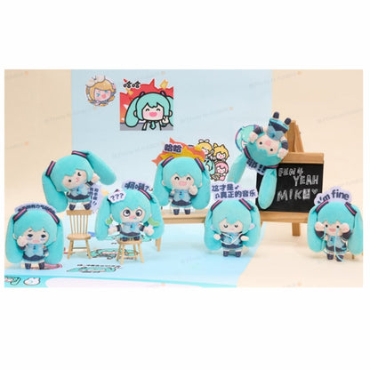 Hatsune Miku Emoji Kakalok chibi plush magnet clip blind box — 6 expressive teal Miku designs with spring clip, official Vocaloid collectible