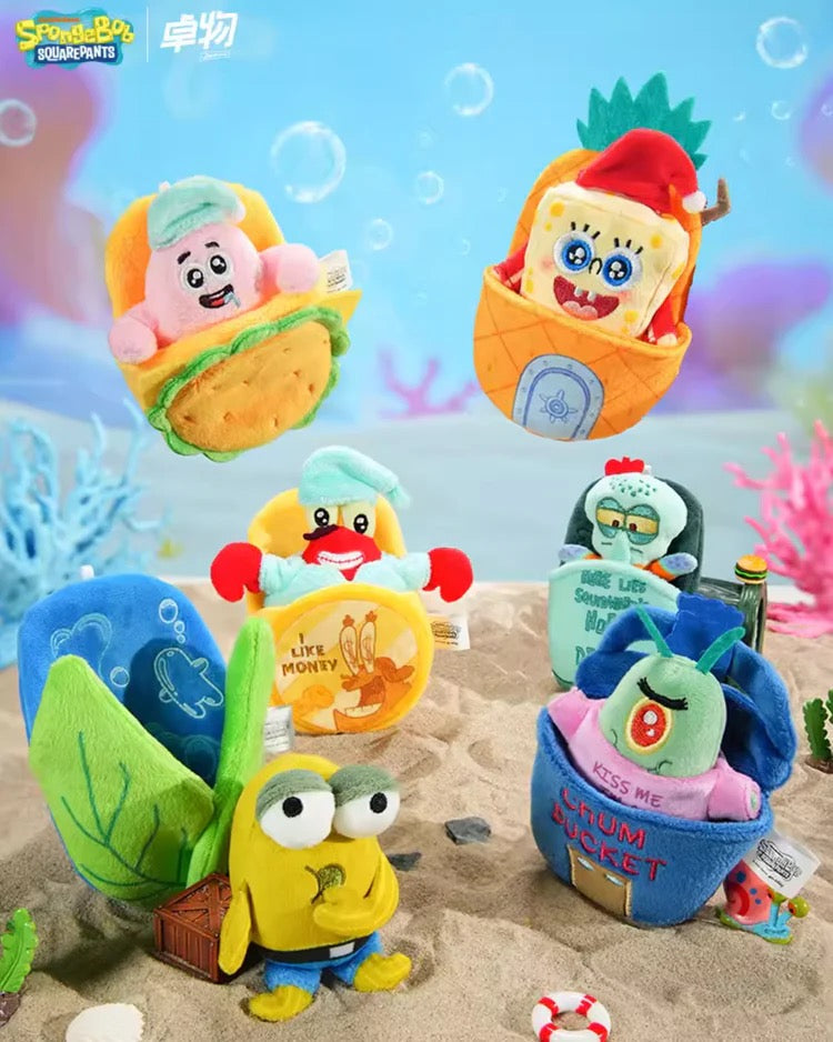SpongeBob x Zhuowu Bikini Bottom Dream magnetic plush blind -- SpongeBob Patrick Squidward and more approx. 4.3in with magnet, official Nickelodeon collectible
