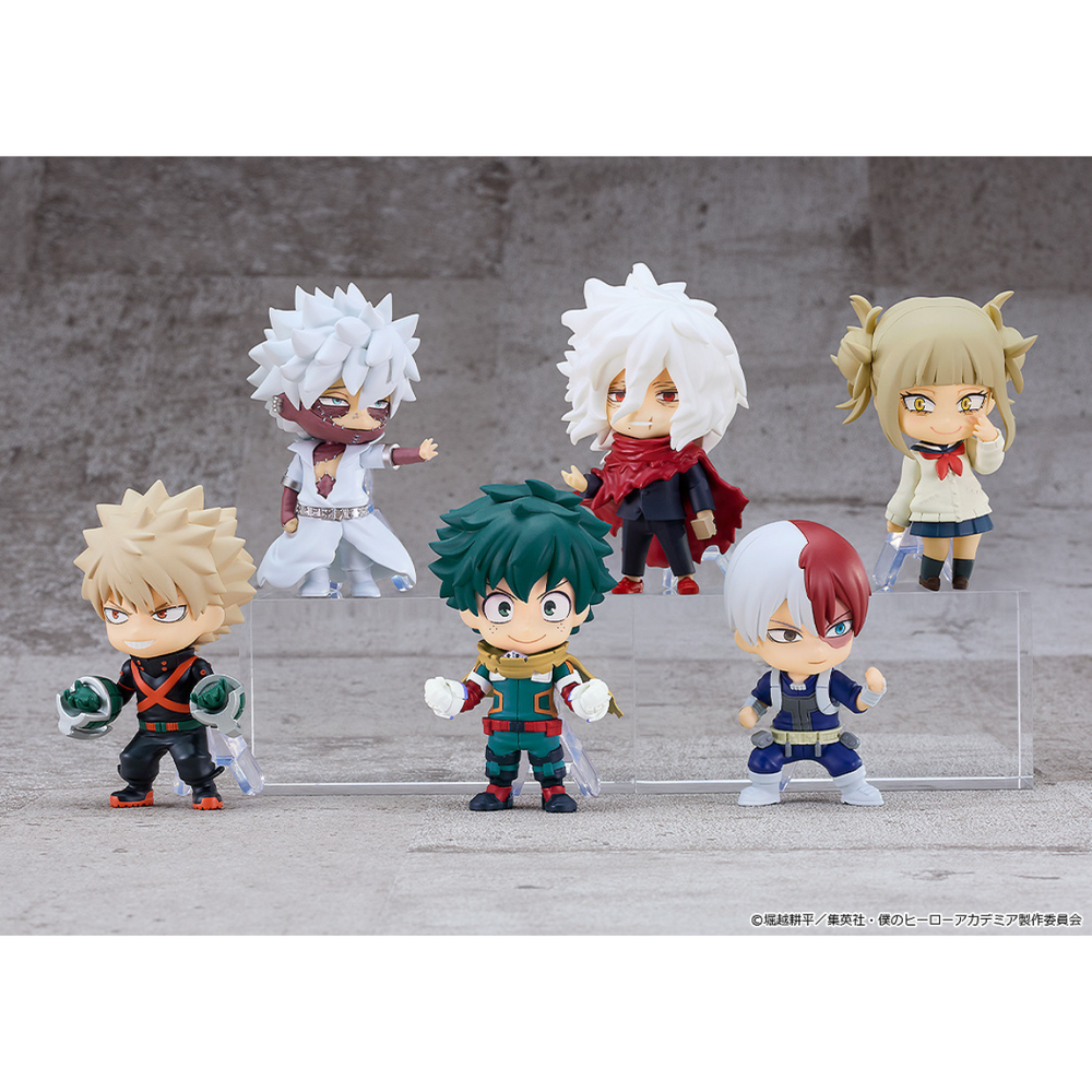 My Hero Academia Nendoroid Surprise Heroes vs Villains blind box — 6 character figures including Midoriya, Bakugo, Todoroki, Shigaraki, Dabi and Toga, approx. 70mm, official Good Smile Company collectible gift