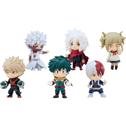 My Hero Academia Nendoroid Surprise Heroes vs Villains blind box — 6 character figures including Midoriya, Bakugo, Todoroki, Shigaraki, Dabi and Toga, approx. 70mm, official Good Smile Company collectible gift