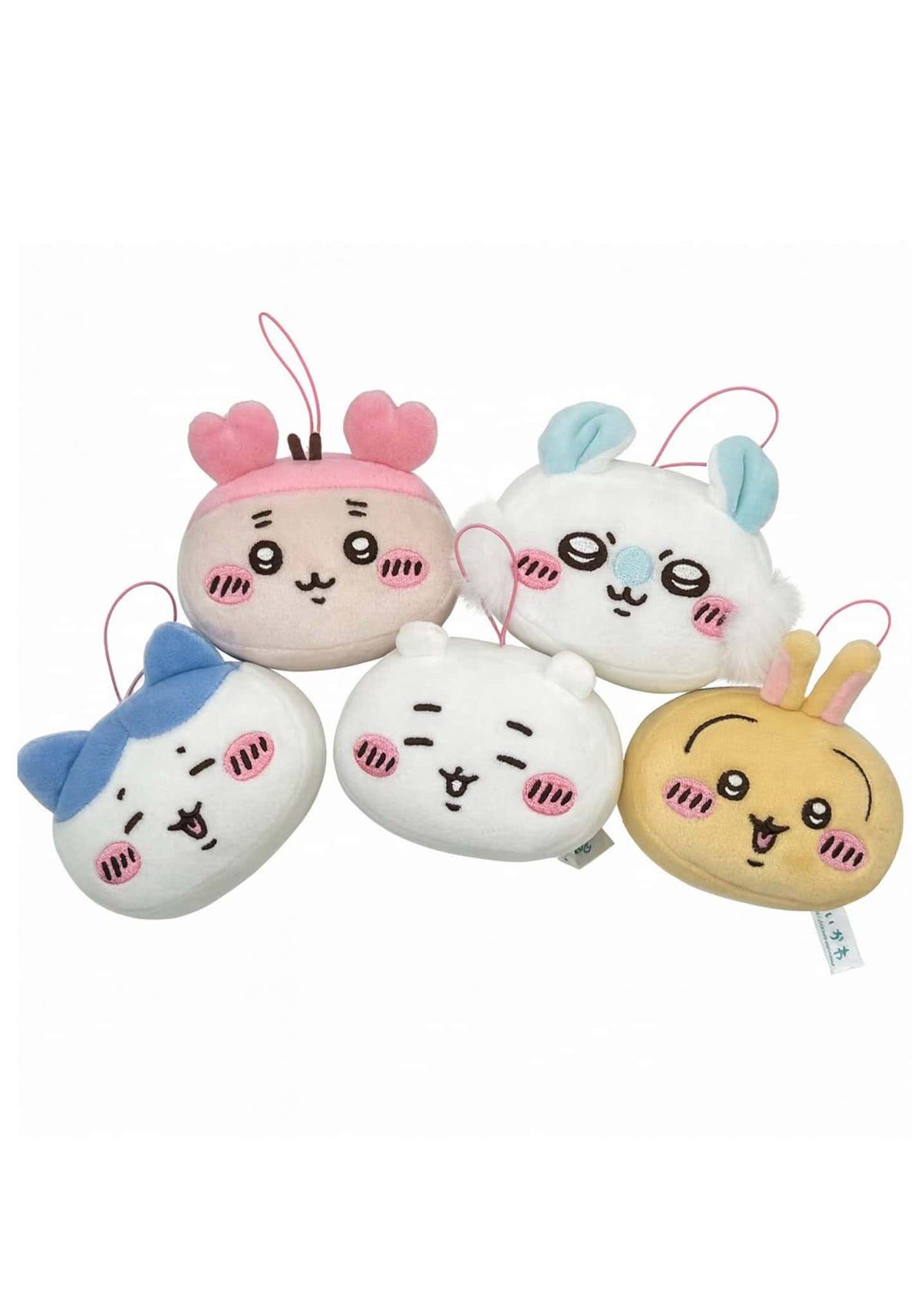 Chiikawa Mochimochi Face Mascot Vol.2 blind box -- H65xW90mm squishy soft plush 5 types Chiikawa Hachiware Usagi Kurimanju Momonga with loop, official Parade kawaii collectible gift