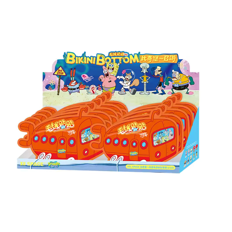 Toy set packaging featuring cartoon characters and 'Bikini Bottom' text on a white background