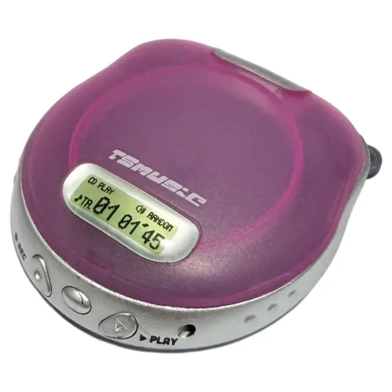 Miniature CD player mascot with mini CD disc inserted, about 2 inches