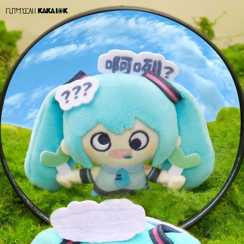 Hatsune Miku Emoji Kakalok chibi plush magnet clip blind box — 6 expressive teal Miku designs with spring clip, official Vocaloid collectible