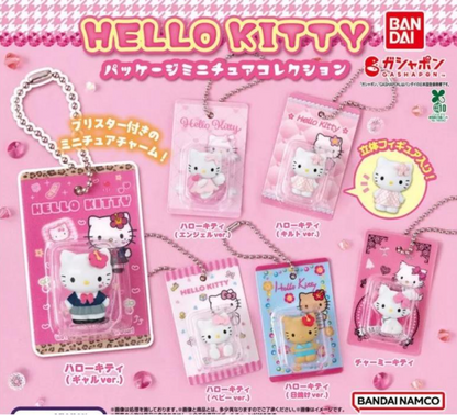 Bandai Hello Kitty Miniature Package Gacha Collection, Cute Blister Pack Charms (Gal, Angel, Baby Ver.)