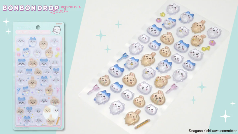 Official Chiikawa Bonbon Drop 3D Puffy Stickers, Cute Kawaii Decals (Hachiware, Usagi) Stationery