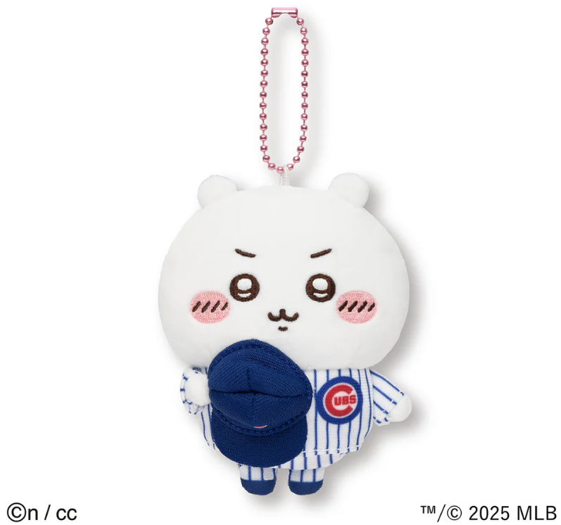 Chiikawa x MLB Tokyo Series 2025 limited edition plush mascots — Chiikawa, Hachiware and Usagi characters in Dodgers and Cubs uniforms, official Ensky collab