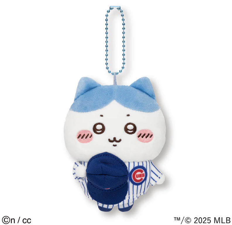 Chiikawa x MLB Tokyo Series 2025 limited edition plush mascots — Chiikawa, Hachiware and Usagi characters in Dodgers and Cubs uniforms, official Ensky collab
