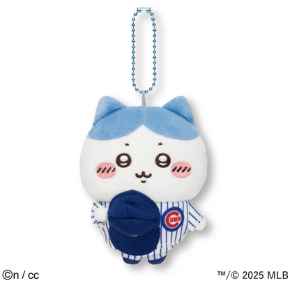 Chiikawa x MLB Tokyo Series 2025 limited edition plush mascots — Chiikawa, Hachiware and Usagi characters in Dodgers and Cubs uniforms, official Ensky collab