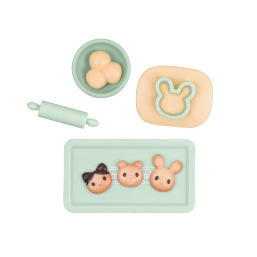 Sylvanian Families Forest's Lively Bakery blind capsule set — 6 miniature bakery designs including rabbit danish, cat bagel, cookie set and waffle, compatible with Sylvanian dolls