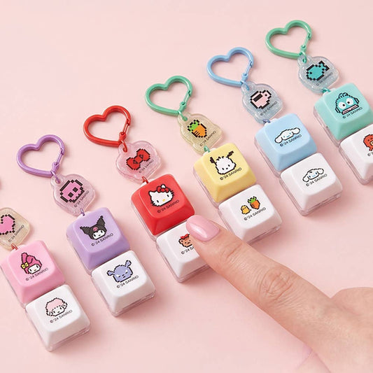 Sanrio Characters LED Light Clicky Keycap Keychain — glowing keyboard keycap with Sanrio character inside, random official Sanrio licensed