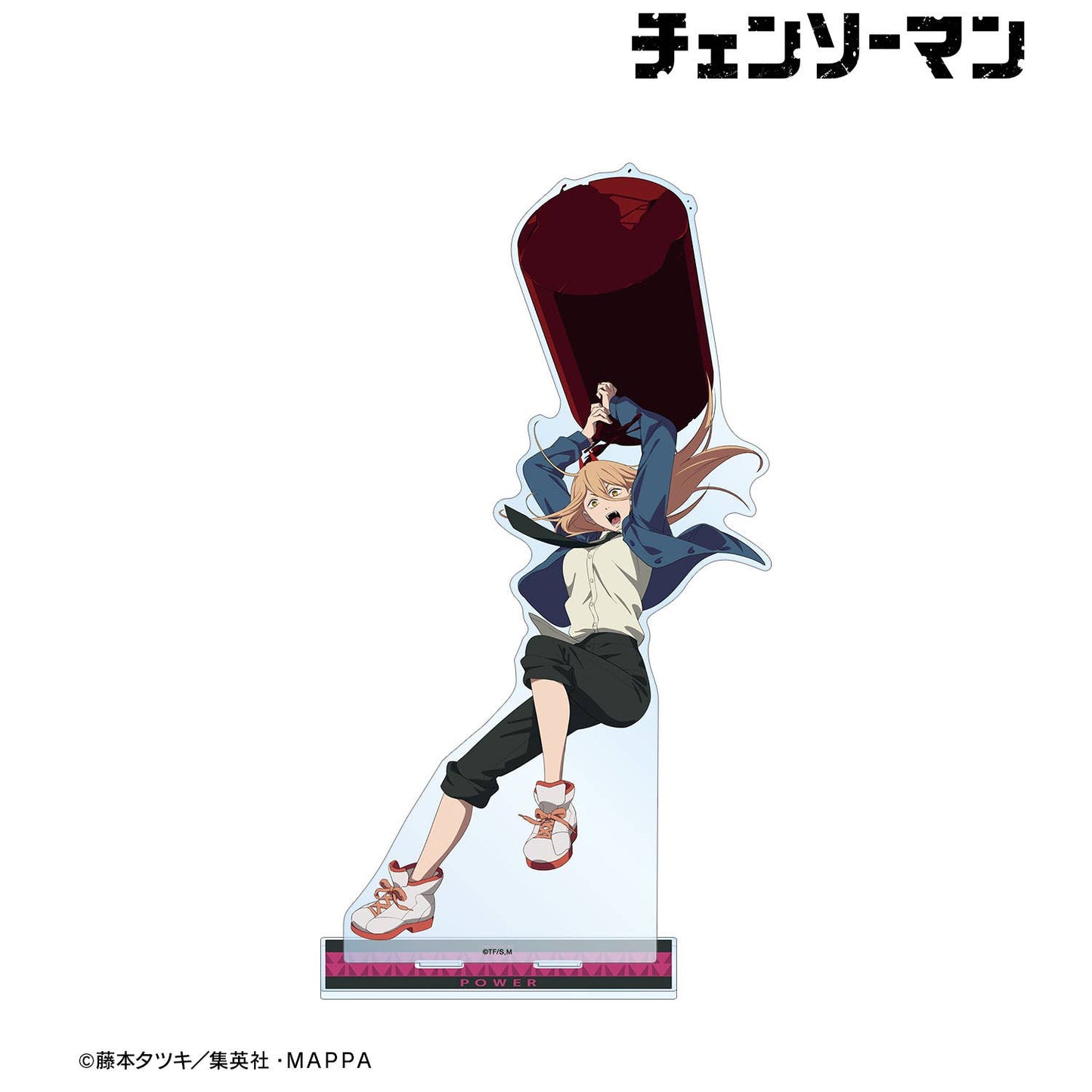 armabianca Chainsaw Man Extra Large Acrylic Stand Power Ver. B — Power in dynamic mid-air action pose wielding large blood weapon, official TV anime collectible
