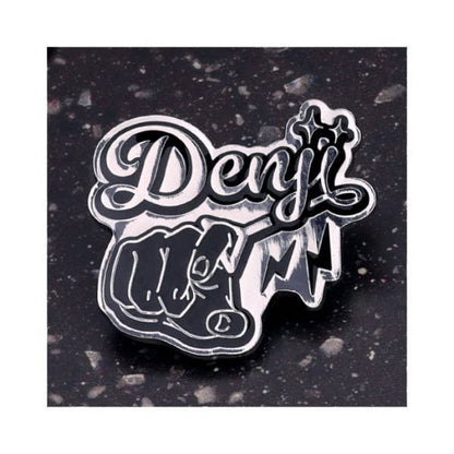Chainsaw Man Reze Arc Motif Design Pins complete box — 10 black and silver metal pins featuring Denji, Reze, Makima, Aki, Power, Beam, Angel Devil, Chainsaw Man and Bomb