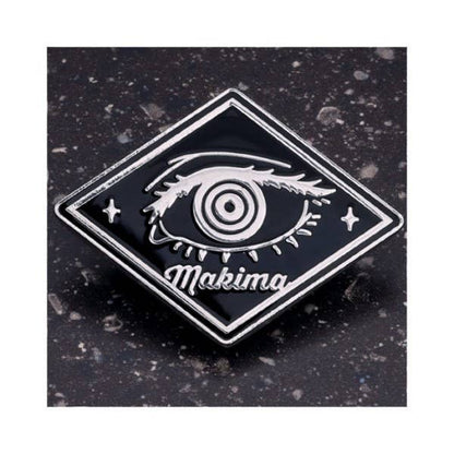 Chainsaw Man Reze Arc Motif Design Pins complete box — 10 black and silver metal pins featuring Denji, Reze, Makima, Aki, Power, Beam, Angel Devil, Chainsaw Man and Bomb