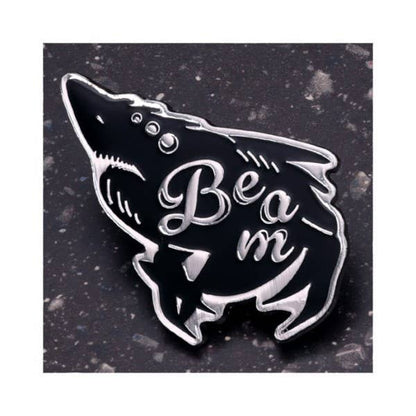 Chainsaw Man Reze Arc Motif Design Pins complete box — 10 black and silver metal pins featuring Denji, Reze, Makima, Aki, Power, Beam, Angel Devil, Chainsaw Man and Bomb