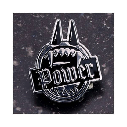 Chainsaw Man Reze Arc Motif Design Pins complete box — 10 black and silver metal pins featuring Denji, Reze, Makima, Aki, Power, Beam, Angel Devil, Chainsaw Man and Bomb