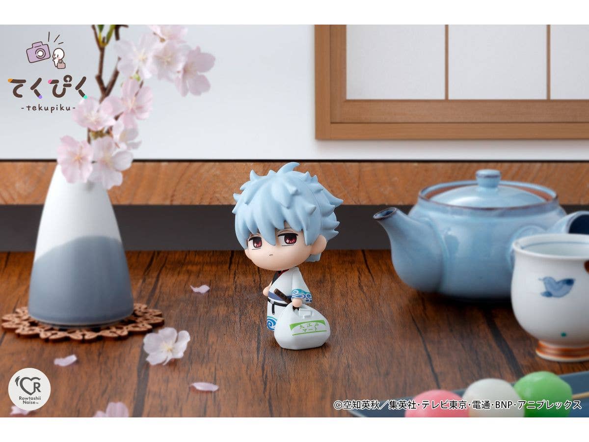Gintama Sakata Gintoki tekupiku figure — approx. 105mm chibi Gintoki with oversized backpack, self-standing, official Bandai Spirits collectible gift