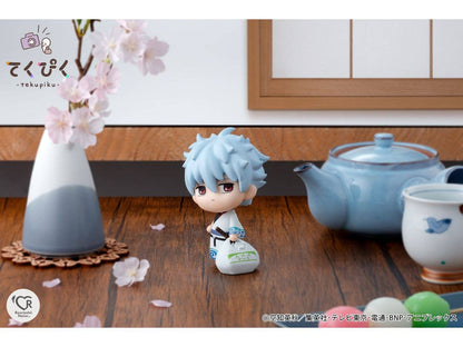 Gintama Sakata Gintoki tekupiku figure — approx. 105mm chibi Gintoki with oversized backpack, self-standing, official Bandai Spirits collectible gift