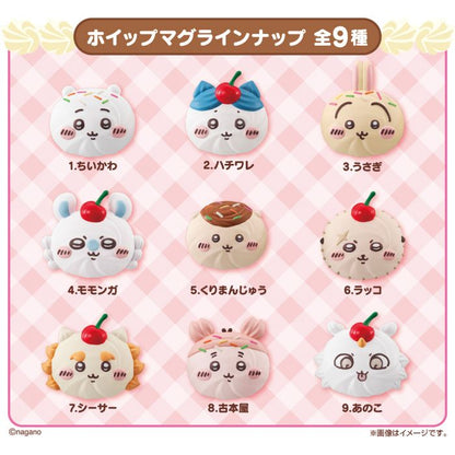 Chiikawa Whipped Cream Face Magnet blind pack H30xW40mm with white chocolate boros cookie -- 9 types Chiikawa Hachiware Usagi Momonga, official Bandai Candy kawaii collectible