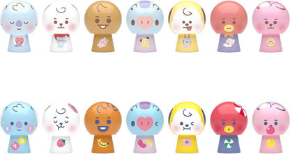 Complete set of 14 Re-Ment BT21 Tsumitsumi Dango stackable figures featuring two expressions for each of the 7 characters.
