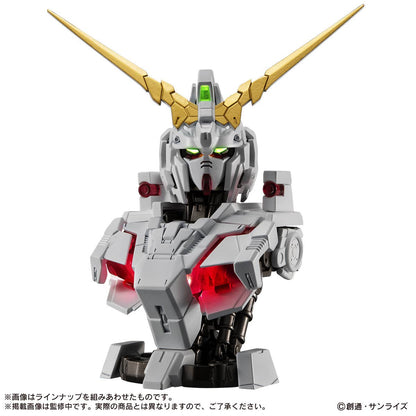 Gundam MS Mechanical Bust DX Unicorn Gundam blind box — 12.5cm LED light-up bust figure, official Bandai Gashapon