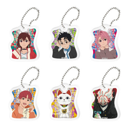 Dandadan Acrimini acrylic keychain blind pack — 12 chibi character designs including Okarun and Momo, official Ensky Japan