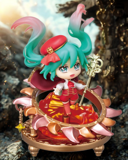 Full lineup of 4 Re-Ment Hatsune Miku Starrium: Sparkling Night Sky Story figures including Sun, Moon, Planet, and Future themes.