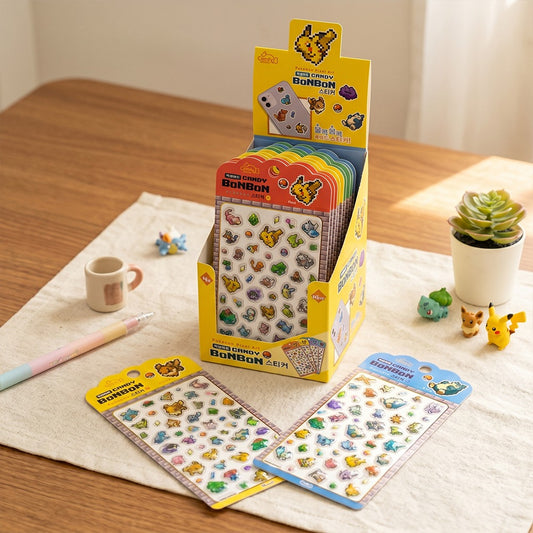Pokemon Pixel Art Bonbon Sticker Pack — retro pixel style Pokemon character stickers, official licensed kawaii stationery