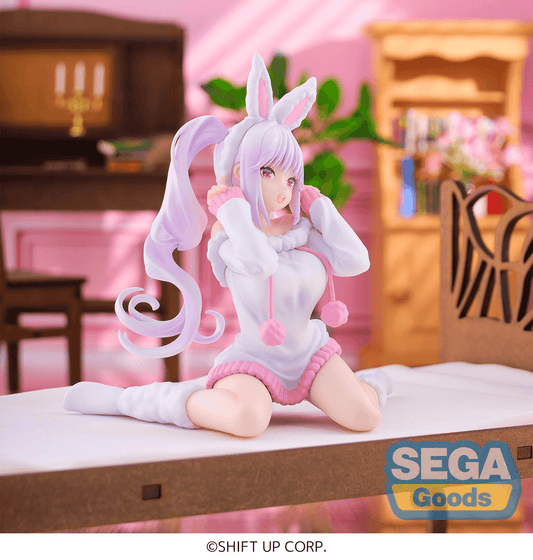 GODDESS OF VICTORY NIKKE Alice Yumemirize figure approx. W110xH100mm sitting in bunny sweater, official SEGA collectible gift