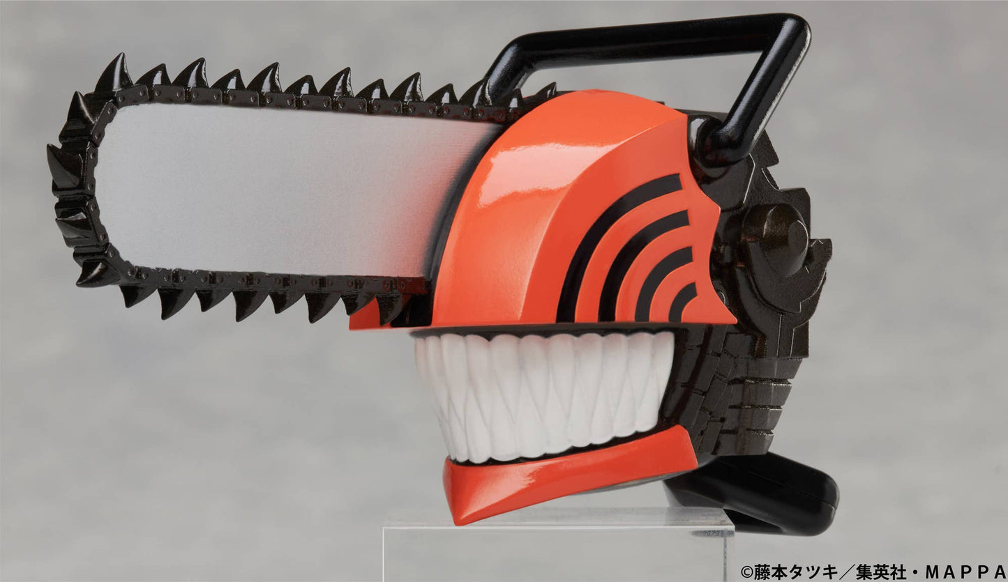 Elcoco Chainsaw Man Sound Gimmick Figure — approx. 12cm Chainsaw Man head bust with chainsaw blade, pull-cord sound gimmick, official TV anime prize collectible