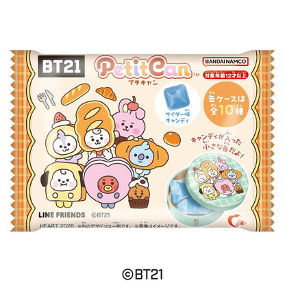 BT21 Petit Can collectible candy tin by Heart x Bandai Namco — LINE FRIENDS characters in bakery theme, soda candy included, 10 designs total, official licensed product