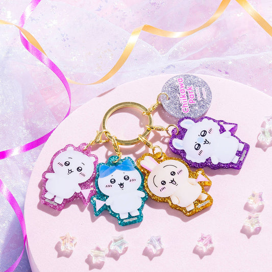 Chiikawa Park Special Photo Everyone 4-Link Acrylic Charm H47xW36mm 4 linked character charms group photo design, official Gray Parker Service kawaii collectible gift
