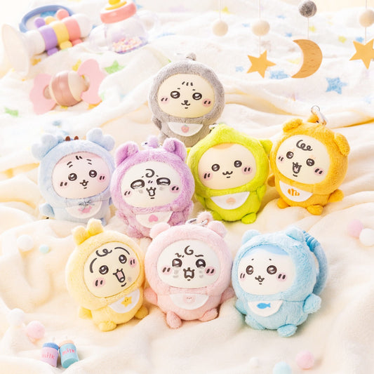 Chiikawa Baby Kiramekko plush charm H94xW89xD68mm sparkly glitter eyes carabiner, official Gray Parker Service kawaii collectible gift