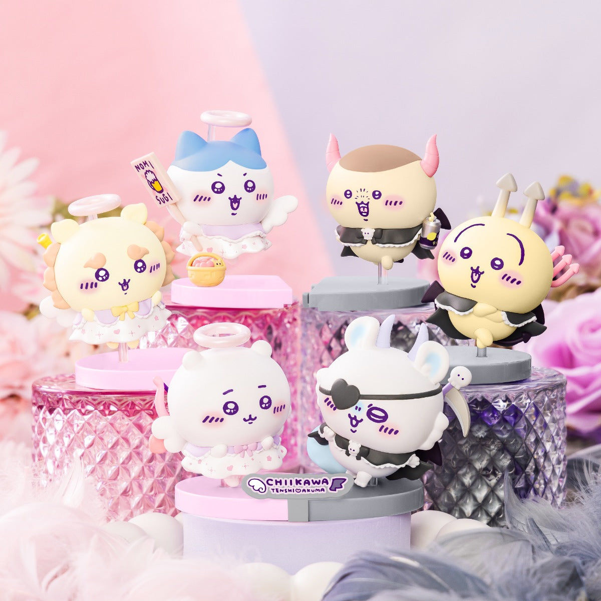 Chiikawa GPSBOX Angel & Devil Figure blind box -- 6 types angel and devil Chiikawa characters with interlocking bases, official collectible gift
