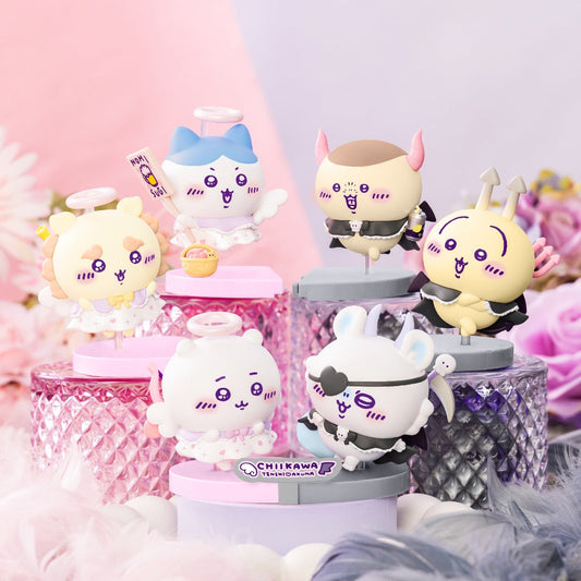 Chiikawa GPSBOX Angel & Devil Figure blind box -- 6 types angel and devil Chiikawa characters with interlocking bases, official collectible gift