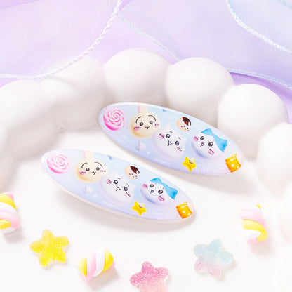 Chiikawa Park Sweets Hair Clips set of 2 H25xW70mm acrylic sweets themed design, official Gray Parker Service Chiikawa Park limited kawaii accessory gift