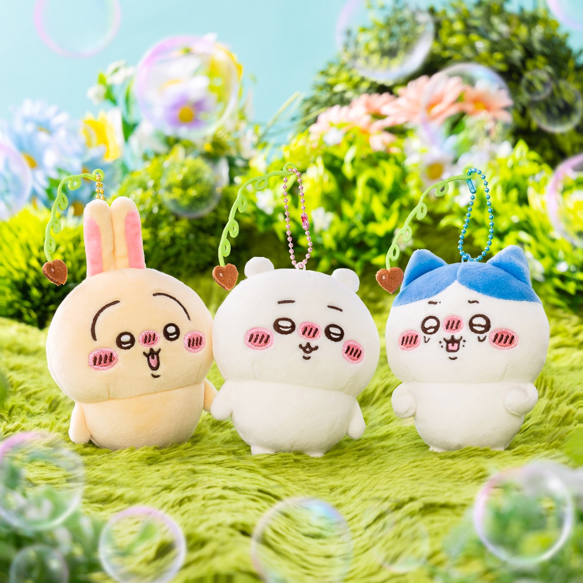 Chiikawa Slightly Tipsy Plush Mascot -- flushed cheeks tipsy expression with heart chocolate, official Chiikawa Market kawaii collectible gift
