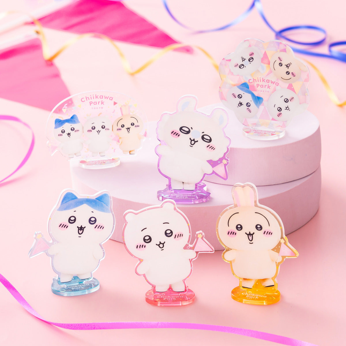 Chiikawa Park Special Photo Everyone Trading Acrylic Stand blind H77xW75xD38mm 6 types group photo acrylic, official Gray Parker Service kawaii collectible gift