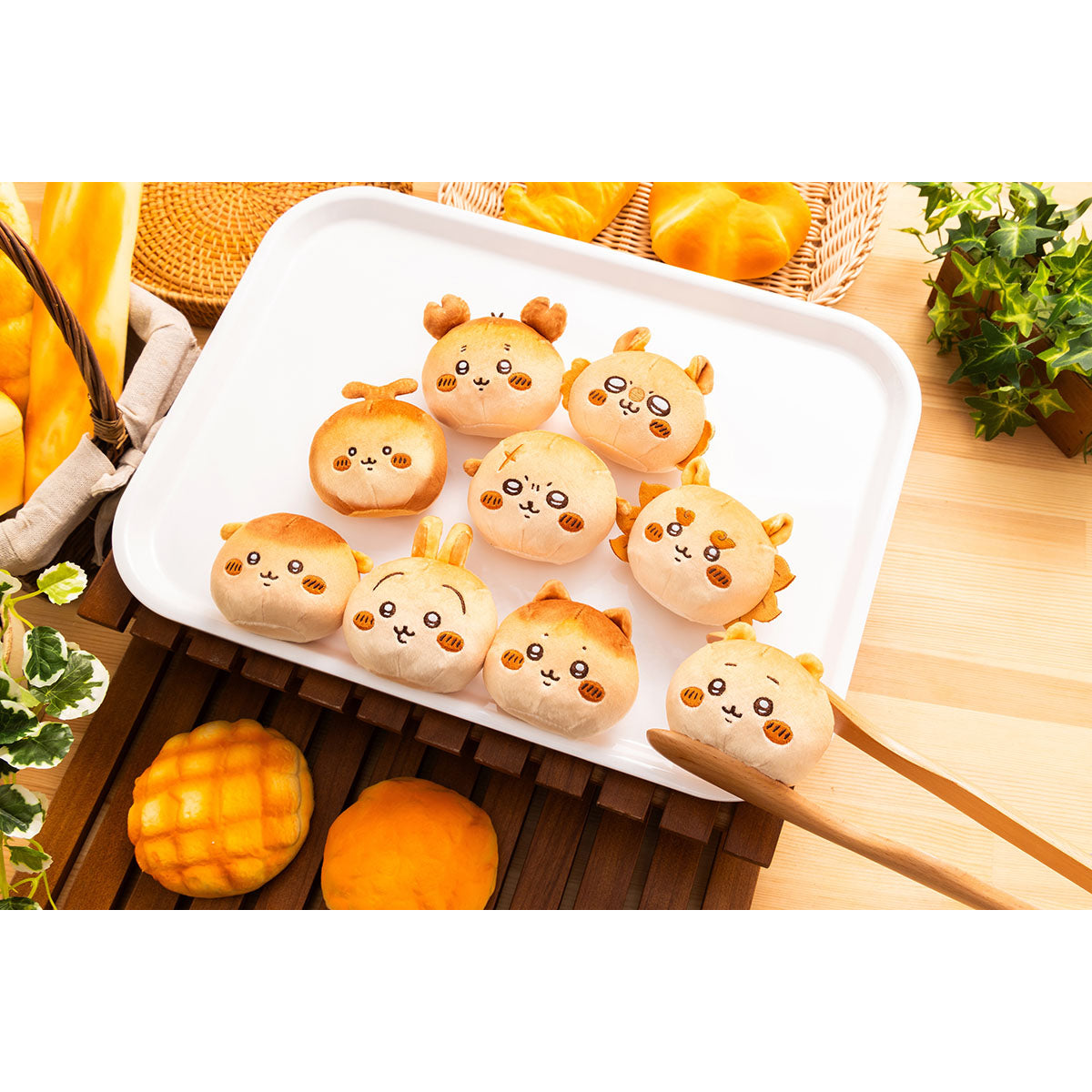 Chiikawa Bakery Bread-Like Chewy Mascot Chiikawa H75xW75xD55mm mochi soft plush charm, official Gray Parker Service kawaii collectible gift