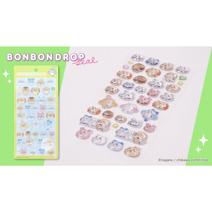 Chiikawa Bonbon Drop 3D Sticker Sheet Everyone Smiling H200xW95mm glossy PVC resin-coated puffy stickers all characters, official Sunstar Stationery kawaii collectible