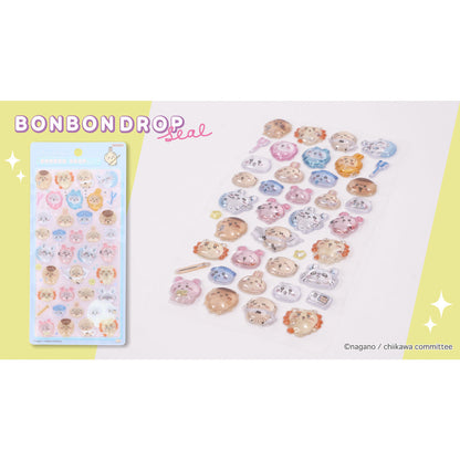 Chiikawa Bonbon Drop 3D Sticker Sheet Everyone Posing H200xW95mm glossy PVC resin-coated puffy stickers all characters, official Sunstar Stationery kawaii collectible
