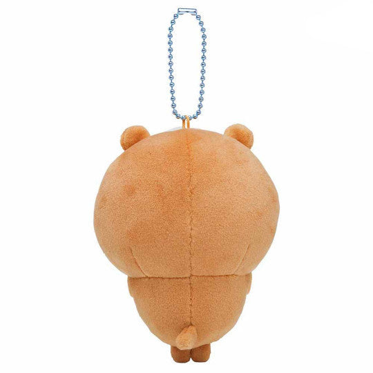 Chiikawa Aquarium Hachiware plush mascot wearing a brown sea otter costume with a ball chain.