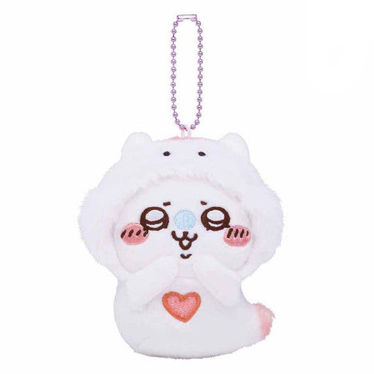 Momonga Clione plush mascot shown alongside other Chiikawa Aquarium characters like Hachiware and Usagi.