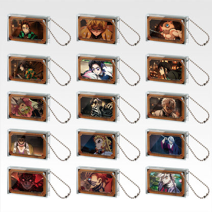Set of character cards with string attachments on a white background