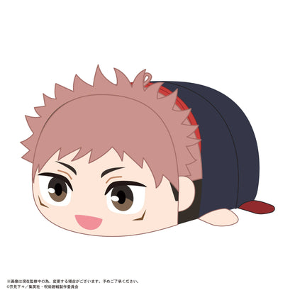 Jujutsu Kaisen Potekoro Mascot 2 plush set — 6 chibi round mascots featuring Itadori, Fushiguro, Kugisaki, Nanami, Gojo with blindfold, and Geto stacked together