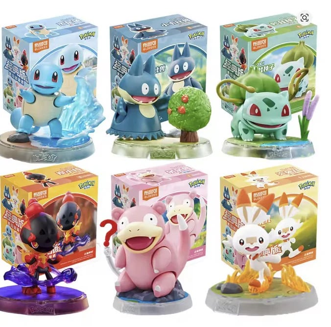 Pokemon Blokees Classic Version-S Vol.2 Opening New Encounters — Bulbasaur Squirtle Slowpoke Munchlax Scorbunny Charcadet 9cm poseable ABS snap-fit model kit, official Pokemon collectible gift
