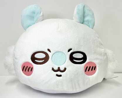 Chiikawa Premium Dome Cushion Momonga — white hemisphere cushion with teal ears and embroidered Momonga face, official Sega Prize collectible