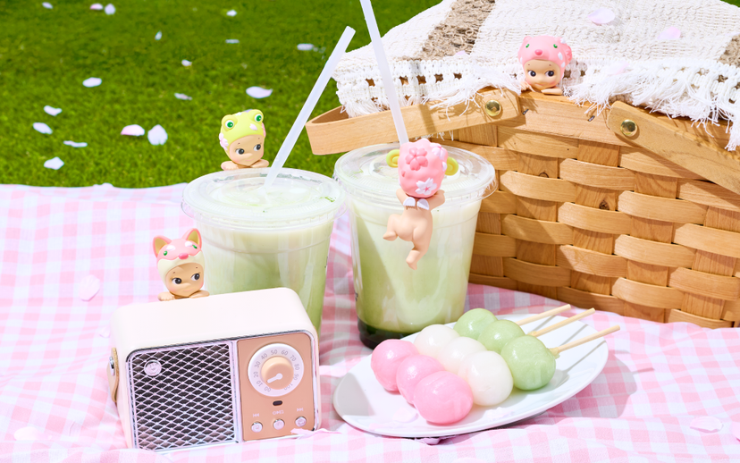 Sonny Angel Hippers Cherry Blossom Series blind box — 12 pink and green sakura-themed decorative mini figures with self-adhesive backing, official spring 2026 collectible